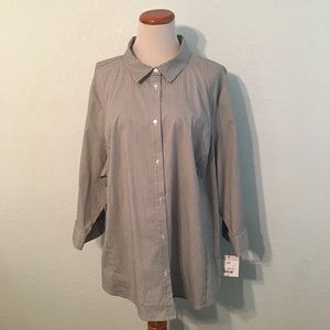 Liz Claiborne 3/4 Sleeve Button Down Top 3X NWT